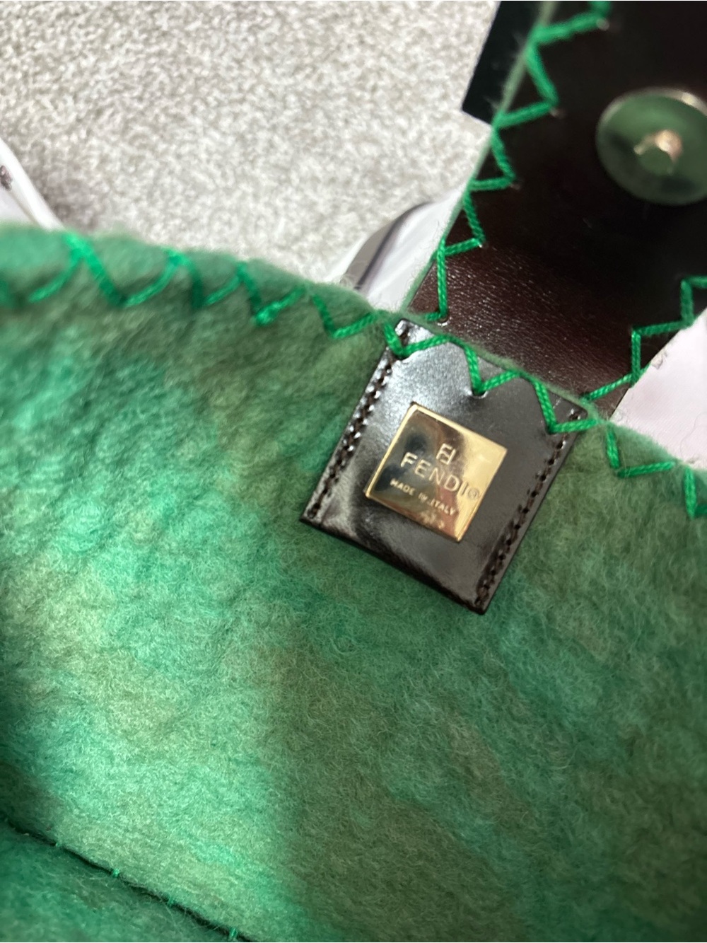 Fendi Green Felt Tote with Leather Strap - Picture 4 of 5